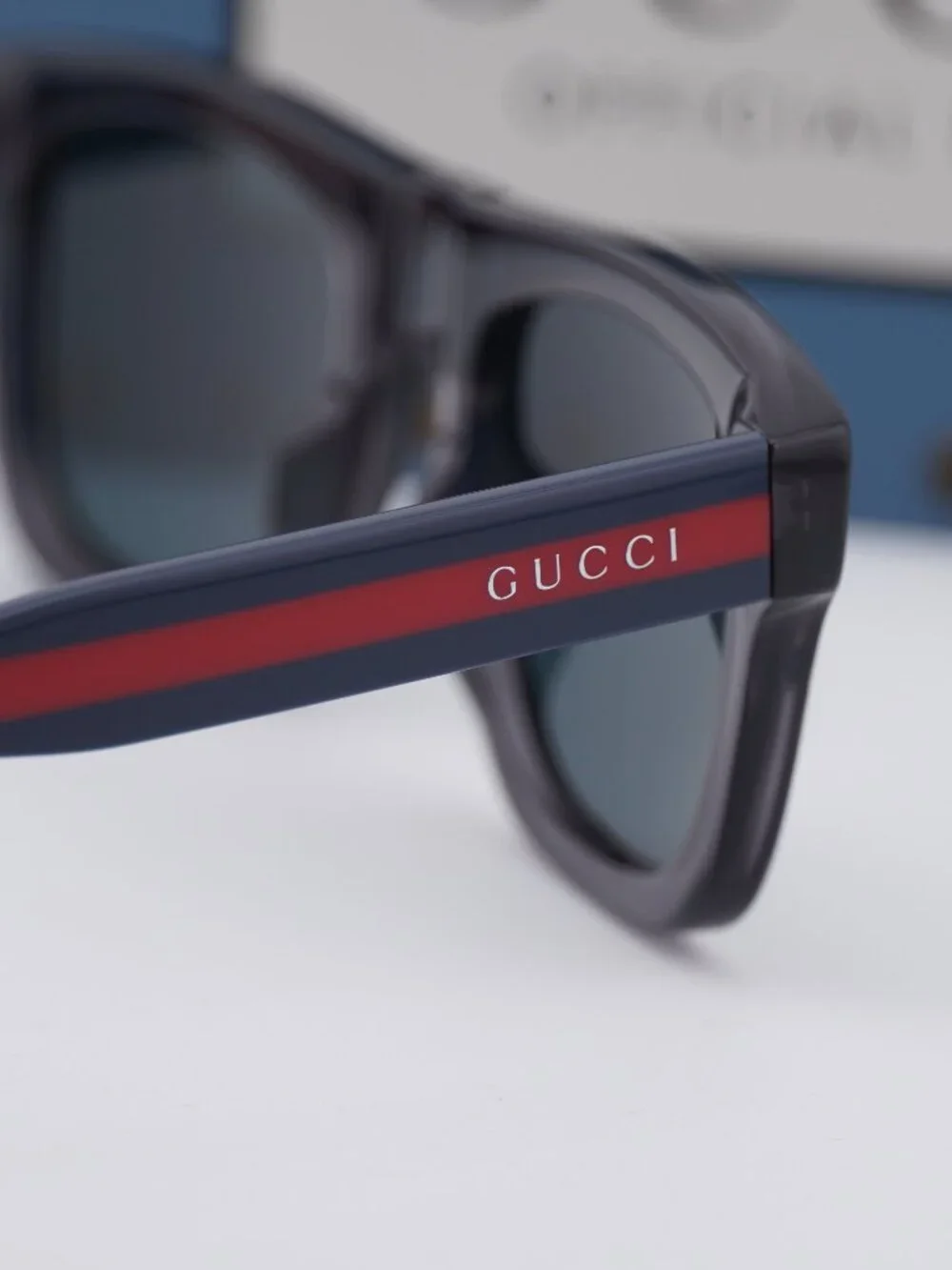 Gucci GG1991S 004 Square Sunglasses - Shiny Transparent Dark Grey/Blue